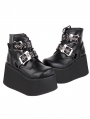 Black Gothic Punk Round Head High Platform Fashion Ankle Boots