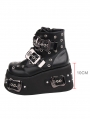 Black Gothic Punk Buckle Belt Rivet High Platform Ankle Boots