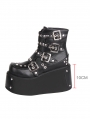 Black Gothic Punk Rivet Platform Multi-Buckle Fashion Ankle Boots