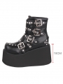 Black Gothic Punk Metal Studded Buckle Belt Platform Ankle Boots