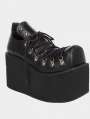 Black Gothic Punk Rivet High Heel Square Toe Platform Shoes