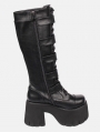 Black Gothic Punk Buckle Strap Platform Knee High Boots