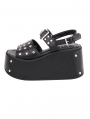 Black Gothic Punk Open Toe Ankle Strap Studded Platform Sandals