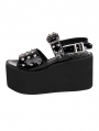 Black Gothic Punk Rivet Open Toe Ankle Strap Platform Sandals