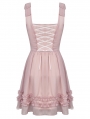 Pink Doll Cute Chiffon Frilly Bowknot Short Strap Dress