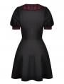 Black Gothic Lolita Red Plaid Button Up Short Dress