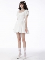 White Angel Gothic Embroidered Short Puff Sleeves Party Dress