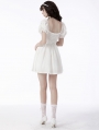White Angel Gothic Embroidered Short Puff Sleeves Party Dress