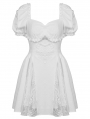 White Angel Gothic Embroidered Short Puff Sleeves Party Dress