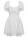 White Angel Gothic Embroidered Short Puff Sleeves Party Dress