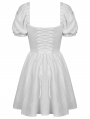 White Angel Gothic Embroidered Short Puff Sleeves Party Dress