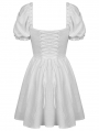 White Angel Gothic Embroidered Short Puff Sleeves Party Dress