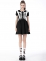 Black and White Cute Gothic Lace Doll Collar Short Dress