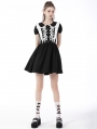 Black and White Cute Gothic Lace Doll Collar Short Dress