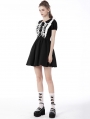 Black and White Cute Gothic Lace Doll Collar Short Dress