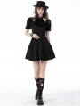 Black Gothic Daily Wear Short Puff Sleeves Dress