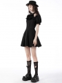 Black Gothic Daily Wear Short Puff Sleeves Dress