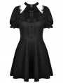 Black Gothic Daily Wear Short Puff Sleeves Dress