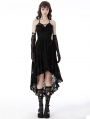 Black Gothic Sexy Dovetail Lace High-Low Slip Dress