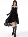 Black Gothic Sexy Dovetail Lace High-Low Slip Dress