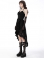 Black Gothic Sexy Dovetail Lace High-Low Slip Dress