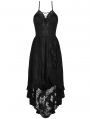 Black Gothic Sexy Dovetail Lace High-Low Slip Dress