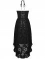 Black Gothic Sexy Dovetail Lace High-Low Slip Dress