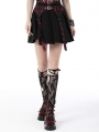 Black and Red Plaid Gothic Grunge Belt Pleated Short Skirt