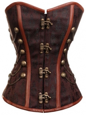 Brown Overbust Fashion Steampunk Corset