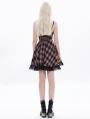 Black and Pink Gothic Grunge Bat Plaid A Line Slip Dress