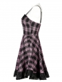 Black and Pink Gothic Grunge Bat Plaid A Line Slip Dress