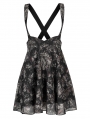 Black Gothic Chiffon A Line Cat Ear Suspender Skirt