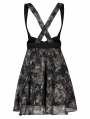 Black Gothic Chiffon A Line Cat Ear Suspender Skirt