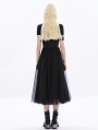 Black Gothic Elegant Medium Long Mesh Skirt