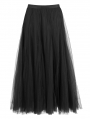 Black Gothic Elegant Medium Long Mesh Skirt