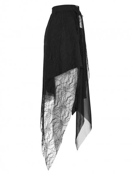 Black Gothic Punk Layered Irregular High Waist Skirt - Devilnight.co.uk