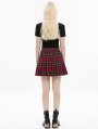 Red and Green Plaid Dark Gothic Grunge Pleated Mini Skirt