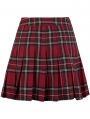 Red and Green Plaid Dark Gothic Grunge Pleated Mini Skirt