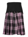 Black and Pink Gothic Grunge Plaid Splicing A-Line Short Skirt