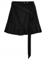 Black Gothic Grunge A-Line Wrap Pleated Pant Skirt