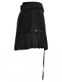Black Gothic Grunge A-Line Wrap Pleated Pant Skirt