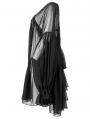 Black Gothic Chiffon Loose Lantern Sleeve Cardigan for Women