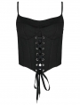 Black Dark Gothic Sexy Drawstring Bra Top for Women