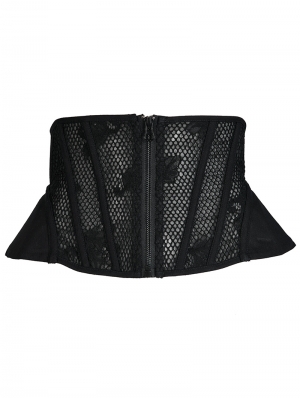 Black Gothic Palace Texture Silhouette Mesh Waistband