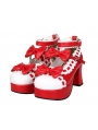 Red/Black/Pink Little Girl's Crossed Blet Sweet Lolita High Heel Shoes