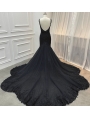 Black Gothic Lace Mermaid Gorgeous Wedding Dress