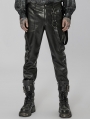 Black Gothic Punk Daily PU Leather Fitted Long Pants for Men