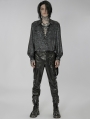 Black Gothic Punk Daily PU Leather Fitted Long Pants for Men