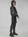 Black Gothic Punk Daily PU Leather Fitted Long Pants for Men