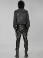 Black Gothic Punk Daily PU Leather Fitted Long Pants for Men